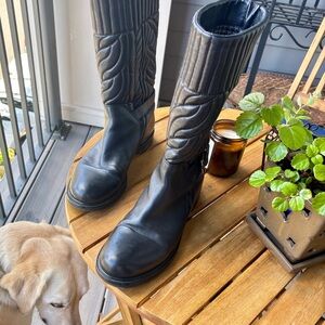 Aquatalia Black Quilted Leather Combat Boots